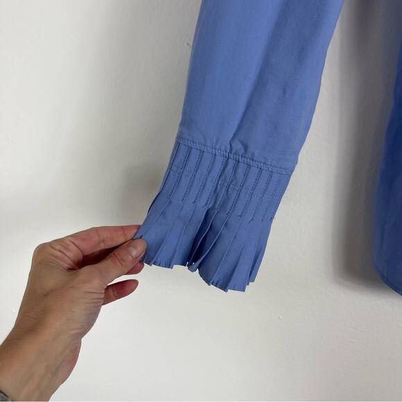 Soft Surroundings blue ruffle lightweight popover preppy shirt top PS - Picture 5 of 8